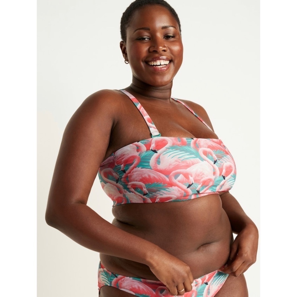 1️⃣8️⃣6️⃣ Old Navy Flamingo Print Bandeau Bikini 2 PC Bathing Suit 2X Plus Size